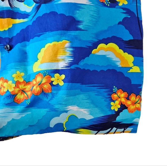 Hilo Hattie Hawaii Island Time Tropical Hibiscus Flower Mens Button Down Shirt - Picture 7 of 8